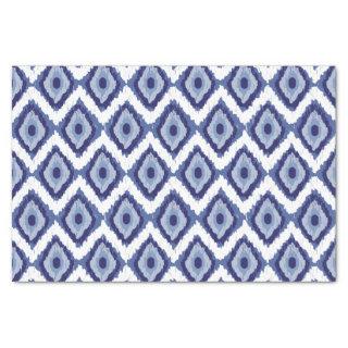 Indigo Blue Tribal Ikat Diamond White Chevron Tissue Paper