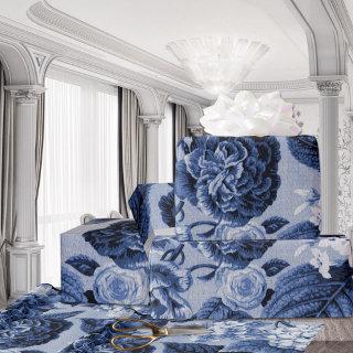Indigo Blue Vintage Floral Toile Decoupage