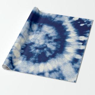 Indigo Round. Bohemian Tie Dye. Blue Roll Psychede