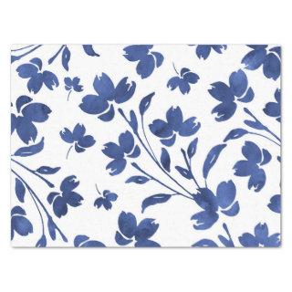 Indigo Watercolor Flower Stems  Tissue Paper