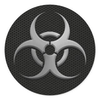 Industrial Bio Hazard Symbol with Steel Effect Classic Round Sticker