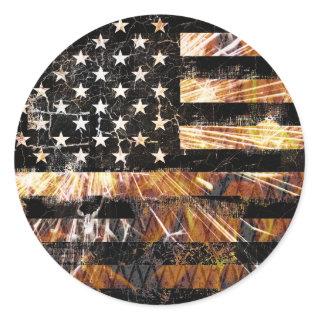 Industrial Construction Flag Sparks Classic Round Sticker
