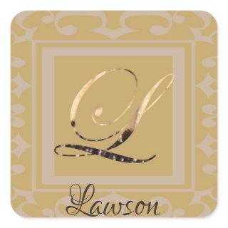 Inexpensive Elegant Sophisticated Gold Letter L Square Sticker