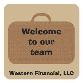 Inexpensive Welcome to Our Team Brown Briefcase Square Sticker