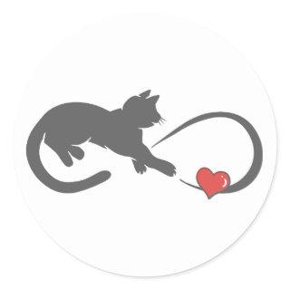 Infinite hearth cat silhouette - Choose back color Classic Round Sticker