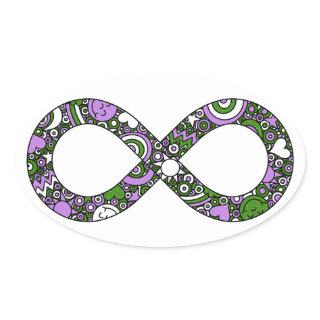 Infinity Neurodiverse Doodle Genderqueer Pride Oval Sticker