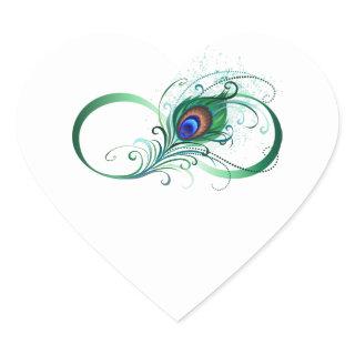 Infinity Symbol with Peacock Feather Heart Sticker