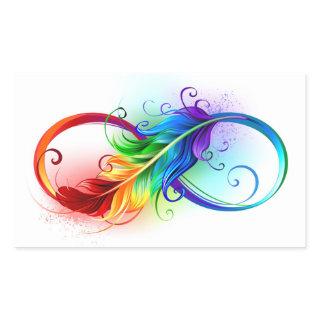 Infinity Symbol with Rainbow Feather Rectangular Sticker