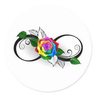 Infinity Symbol with Rainbow Rose Classic Round Sticker