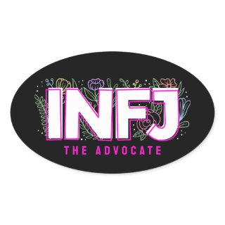 INFJ Introvert MBTI Personality Type Floral Oval Sticker