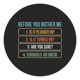 Information Technology Tech Technical Support Classic Round Sticker
