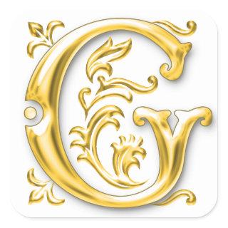 Initial G Capital Letter Sticker in Gold