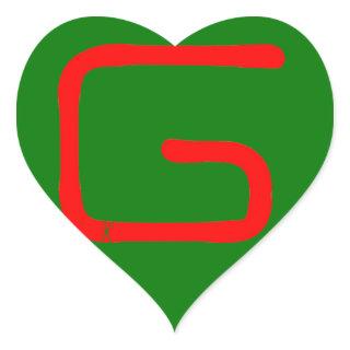 Initial G Heart Sticker