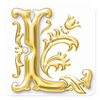 Initial L Capital Letter Monogram Sticker in Gold