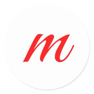 Initial letter red monogram professional modern classic round sticker