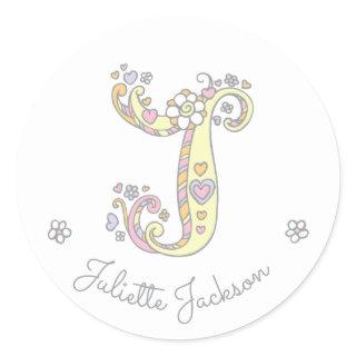 Initial monogram J custom name id name stickers