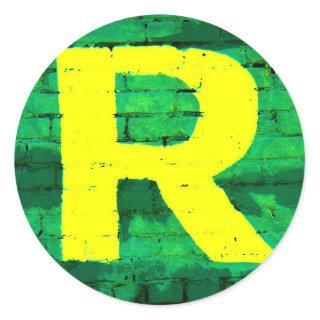 Initial R Classic Round Sticker