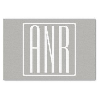 Initials Monogram | White On Light Grey Tissue Paper