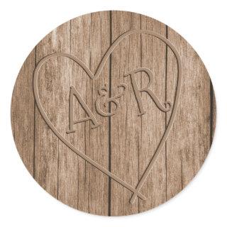 Initials monogram wood effect sticker