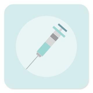 Injection Needle; Pastel Minty Green Square Sticker