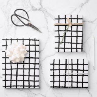 Inky Lines Grid Brushstrokes Simple Minimal B&W  Sheets