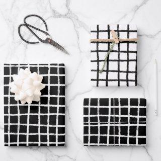 Inky Lines Grid Brushstrokes Simple Minimal B&W  Sheets
