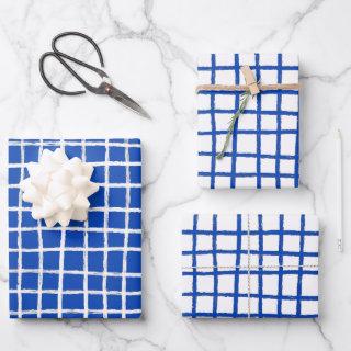 Inky Lines Grid Brushstrokes Simple Minimal Blue  Sheets
