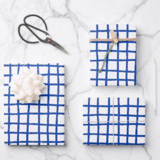 Inky Lines Grid Brushstrokes Simple Minimal Blue  Sheets