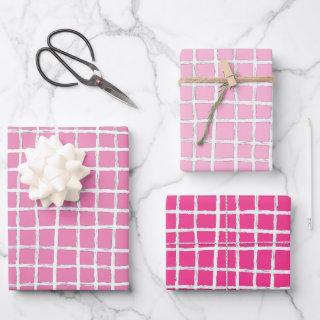 Inky Lines Grid Brushstrokes Simple Minimal Pink  Sheets