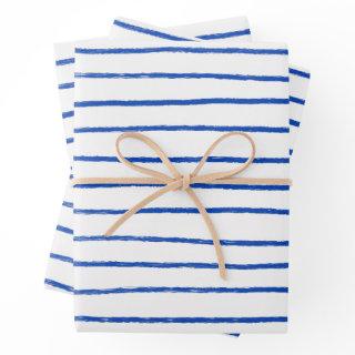 Inky Lines Stripe Brushstrokes Simple Minimal Blue  Sheets
