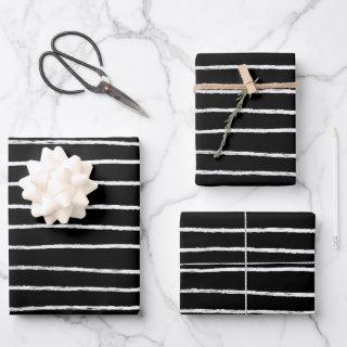Inky Lines Striped Brushstrokes Simple Minimal B&W  Sheets