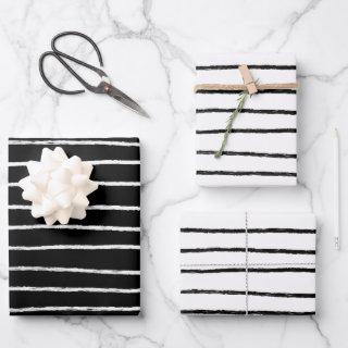 Inky Lines Striped Brushstrokes Simple Minimal B&W  Sheets