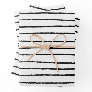 Inky Lines Stripes Brushstrokes Simple Minimal B&W  Sheets