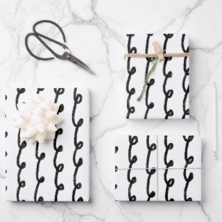 Inky Loops Chic Hand Drawn Lines Black & White  Sheets