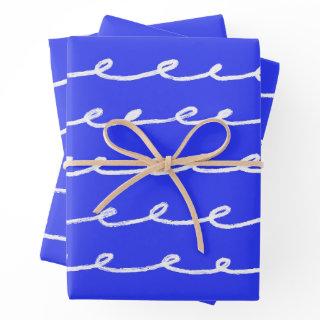 Inky Loops Chic Hand Drawn Lines Blue & White  Sheets