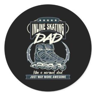Inline Skating Dad Father Rollerblading Roller Ska Classic Round Sticker