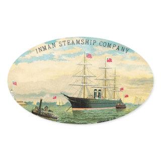 Inman Steamship Company Oval Sticker