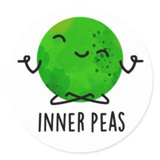 Inner Peas Funny Meditating Pea Pun  Classic Round Sticker