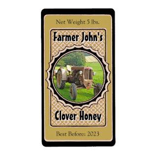 Insert a Picture Black & Gold Wedding Honey Jar Label
