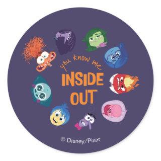 Inside Out You Know Me Inside Out Character Circle Classic Round Sticker