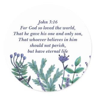 Inspirational Easter Bible Verse John 3:16 Church Classic Round Sticker
