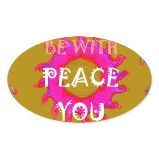 Inspirational Peace Be With You Vector Design Art Oval Sticker