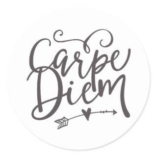 Inspirational Quote Carpe Diem Sieze The Day Classic Round Sticker