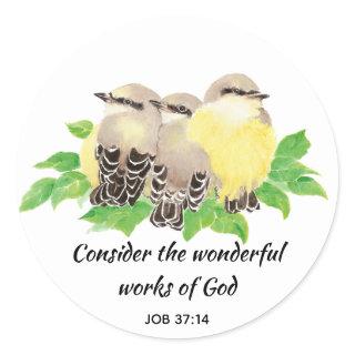 Inspirational Scripture Quote Watercolor Bird Art Classic Round Sticker