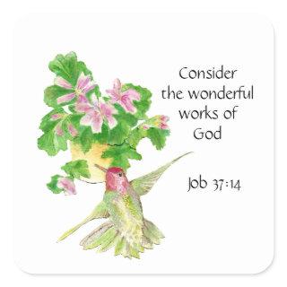 Inspirational Scripture Quote Watercolor Bird Art Square Sticker