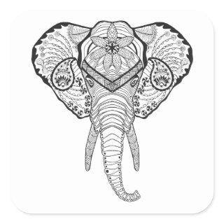Inspired Elphant Head Square Sticker