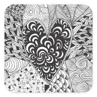Inspired Heart Doodle Square Sticker