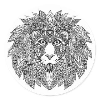 Inspired Lion Head 4 Classic Round Sticker