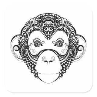 Inspired Monkey Design Square Sticker