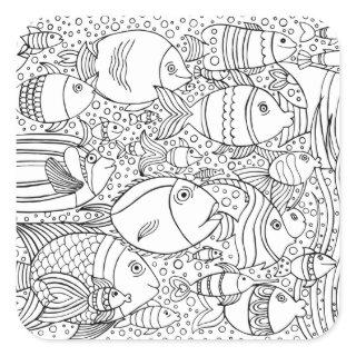 Inspired School Of Fish Square Sticker